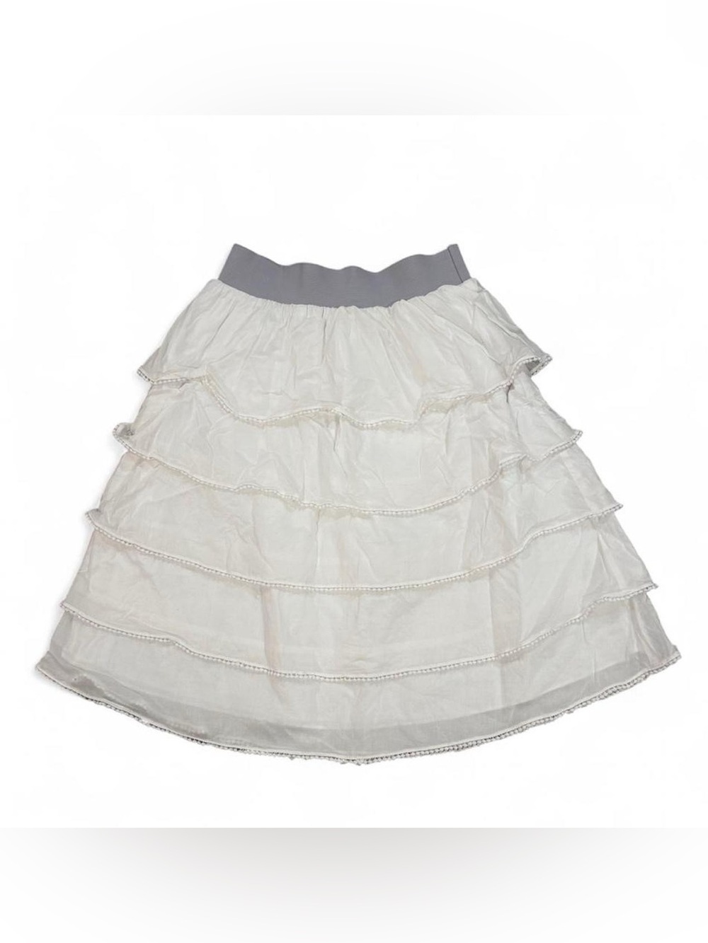 Vintage Y2K Anthropologie white tiered peasant boho skirt with elastic waistband